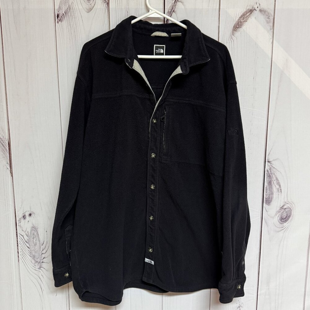 The North Face Men’s Fleece Button-Up Shirt XL Black Zip Pocket GUC